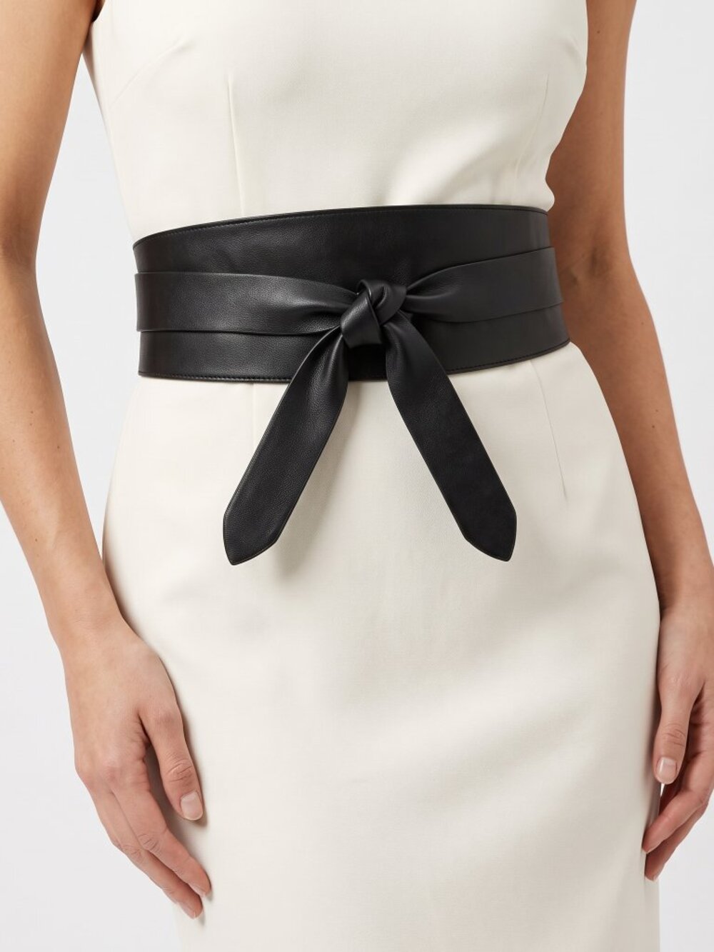 *Wide Black Leather Wrap Black Belt